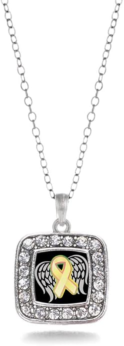 Inspired Silver - Silver Square Charm 18 Inch Necklace with Cubic Zirconia Jewelry