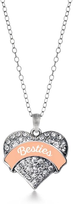 Inspired Silver - Silver Pave Heart Charm 18 Inch Necklace with Cubic Zirconia Jewelry