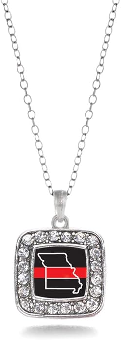 Inspired Silver - Silver Square Charm 18 Inch Necklace with Cubic Zirconia Jewelry