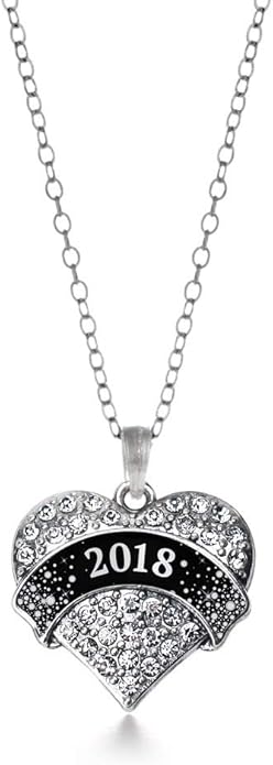 Inspired Silver - Silver Pave Heart Charm 18 Inch Necklace with Cubic Zirconia Jewelry