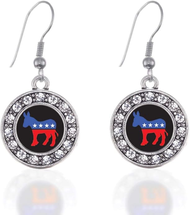 Inspired Silver - Silver Circle Charm French Hook Drop Earrings with Cubic Zirconia Jewelry