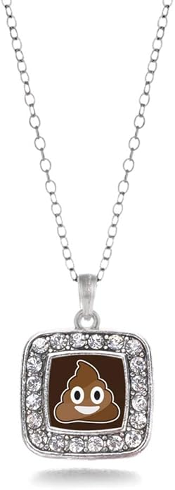 Inspired Silver - Silver Square Charm 18 Inch Necklace with Cubic Zirconia Jewelry