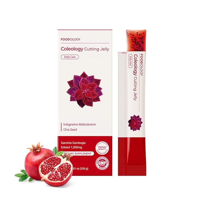 FOODOLOGY Coleology Cutting Stick Jelly, Pomegranate – Appetite Suppressant, Support Weight Management, Chia Seeds, Garcinia Cambogia HCA, Korean Dietary Supplement with Collagen – 10 Counts