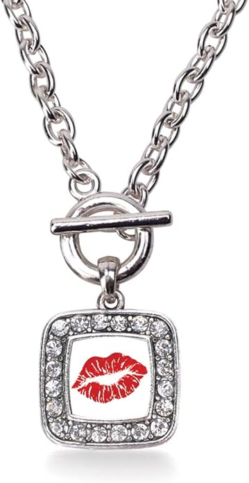 Inspired Silver - Silver Square Charm 18 Inch Necklace with Cubic Zirconia Jewelry