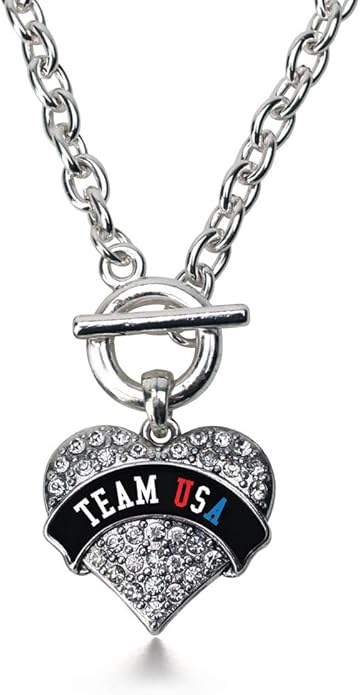 Inspired Silver - Silver Pave Heart Charm 18 Inch Necklace with Cubic Zirconia Jewelry
