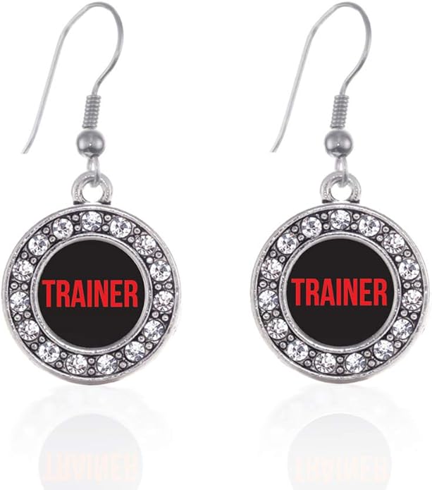Inspired Silver - Silver Circle Charm French Hook Drop Earrings with Cubic Zirconia Jewelry