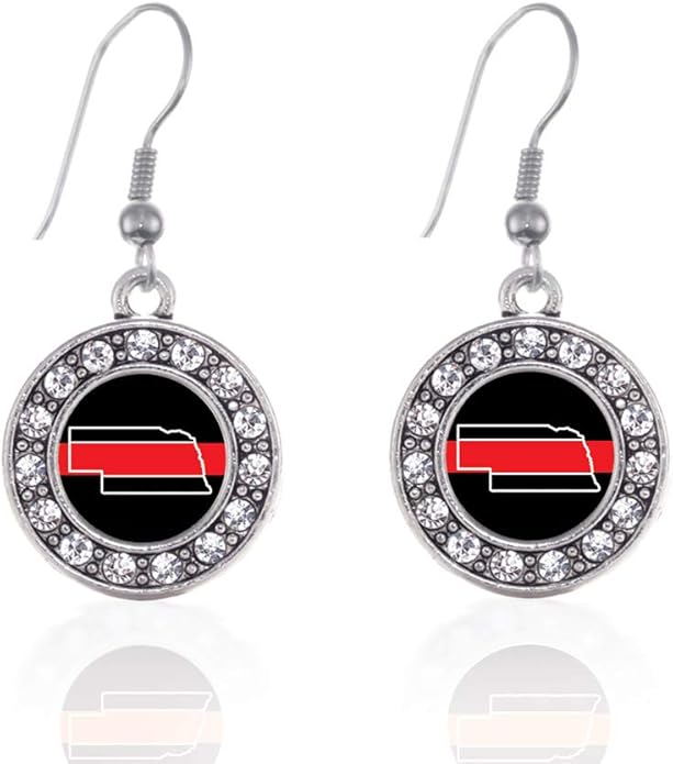 Inspired Silver - Silver Circle Charm French Hook Drop Earrings with Cubic Zirconia Jewelry