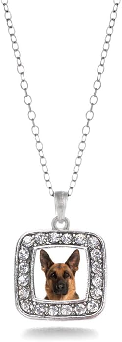 Inspired Silver - Silver Square Charm 18 Inch Necklace with Cubic Zirconia Jewelry