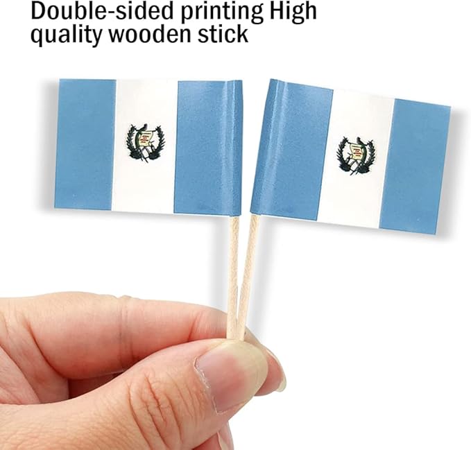 Guatemala Flag Guatemalan Flag, Small Mini Guatemala Toothpick Flags for Food, Cupcakes, Cocktails, Appetizers, Bar Party Decorations