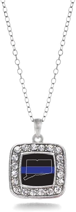 Inspired Silver - Silver Square Charm 18 Inch Necklace with Cubic Zirconia Jewelry