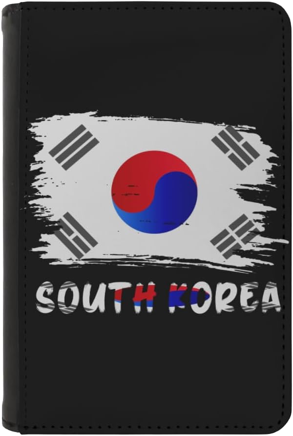 South Korea South Korean Flag Passport Holder Cover Wallet Case Novelty PU Leather with Card Slot Travel Accessories Protector for Women Men