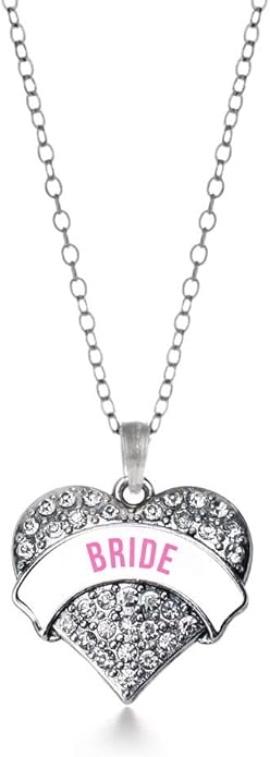 Inspired Silver - Silver Pave Heart Charm 18 Inch Necklace with Cubic Zirconia Jewelry
