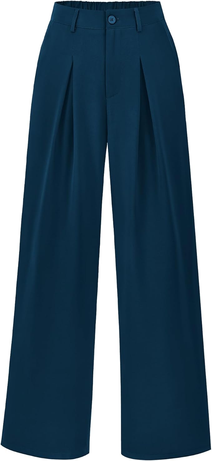 BTFBM Women High Waist Palazzo Pants Spring 2026 Casual Wide Leg Trousers Loose Work Office Business Suit Pant Pockets