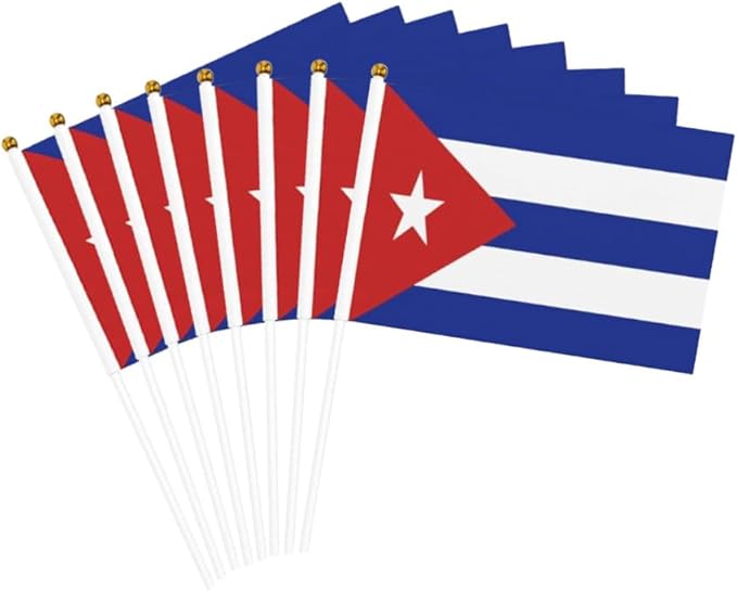 20 Pack Small Cuba Flags on Stick Mini Handheld Cuban Flag for Parades, Independence Day and Patriotic Events 5x8 Inch Durable Weather-Resistant Flags with 12 Inch Sticks(Cuba)