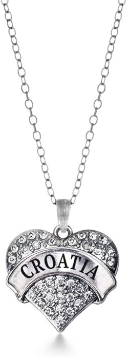 Inspired Silver - Silver Pave Heart Charm 18 Inch Necklace with Cubic Zirconia Jewelry