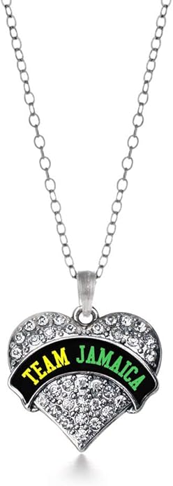 Inspired Silver - Silver Pave Heart Charm 18 Inch Necklace with Cubic Zirconia Jewelry