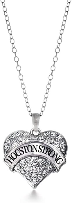 Inspired Silver - Silver Pave Heart Charm 18 Inch Necklace with Cubic Zirconia Jewelry