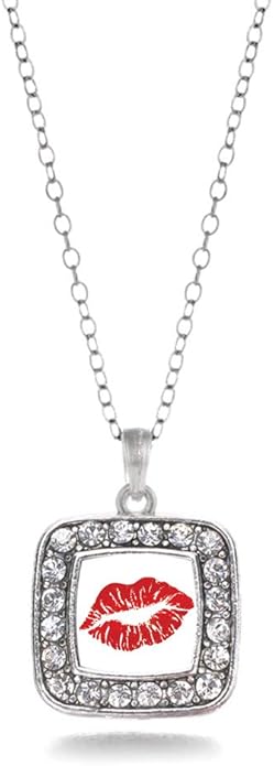Inspired Silver - Silver Square Charm 18 Inch Necklace with Cubic Zirconia Jewelry