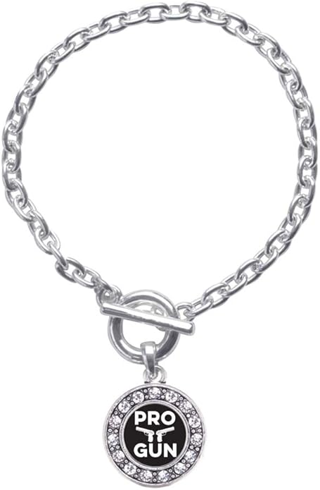 Inspired Silver - Silver Circle Charm Toggle Bracelet with Cubic Zirconia Jewelry
