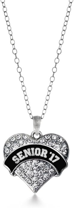 Inspired Silver - Silver Pave Heart Charm 18 Inch Necklace with Cubic Zirconia Jewelry
