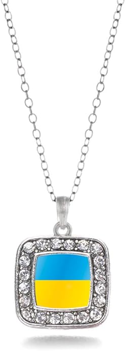 Inspired Silver - Silver Square Charm 18 Inch Necklace with Cubic Zirconia Jewelry