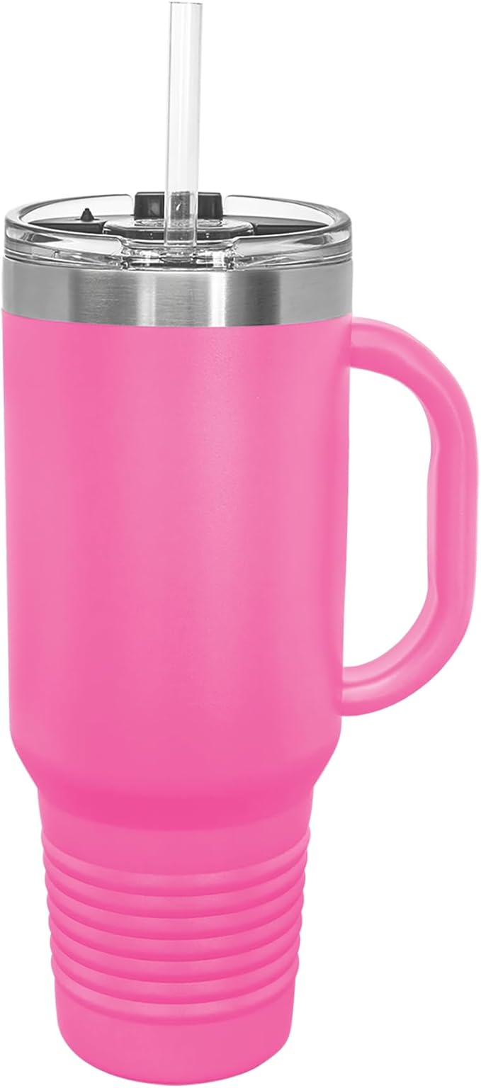 LaserGram 40oz Vacuum Insulated Travel Mug with Handle, CNA Certified Nurse Assistant, Personalized Engraving Included (Pink)