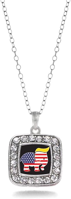 Inspired Silver - Silver Square Charm 18 Inch Necklace with Cubic Zirconia Jewelry