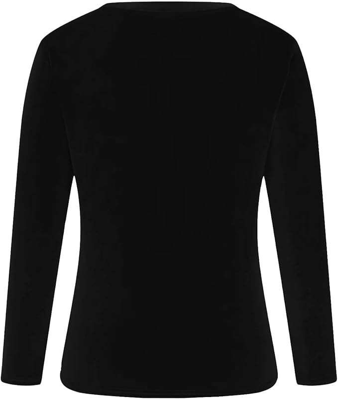 Velvet Tops for Women Dressy Casual V Neck Shirts Loose Fit Vintage Long Sleeve Velour Blouse Solid Holiday Party Outfits