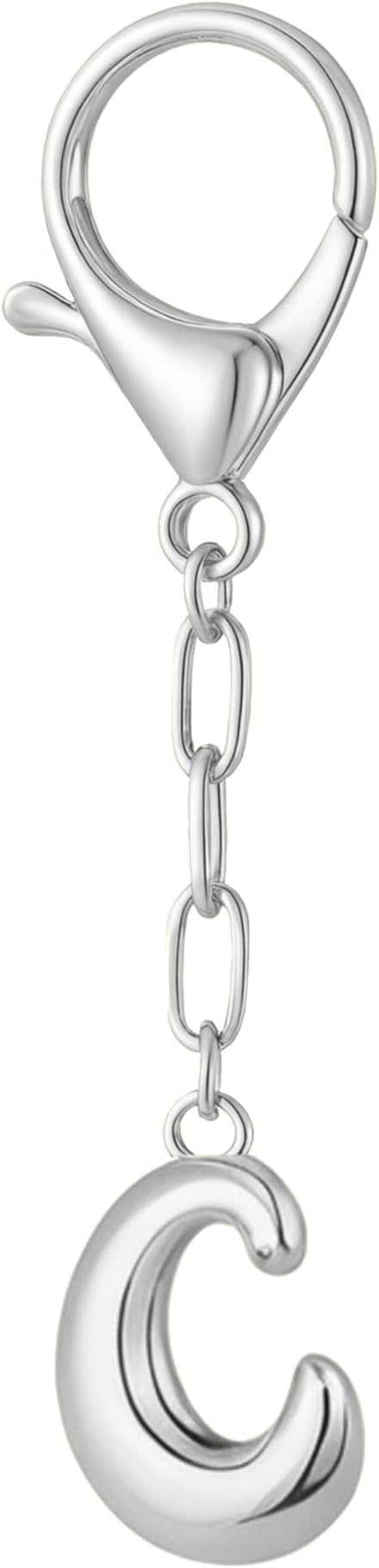 GAOKOXI Gold Bubble Initial Keychain Charm for Women Chunky Bag Purse Charms A-Z Letter Key Chains for Handbag Accessories
