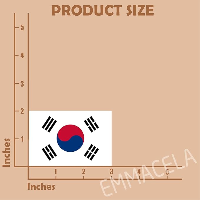(3PCS) South Korea Flag stickers, Countries Flag Stickers - Waterproof Vinyl Decals For Laptops, Tumblers, Water Bottles, Books, Scrapbooks, Size 3 x 2 Inch