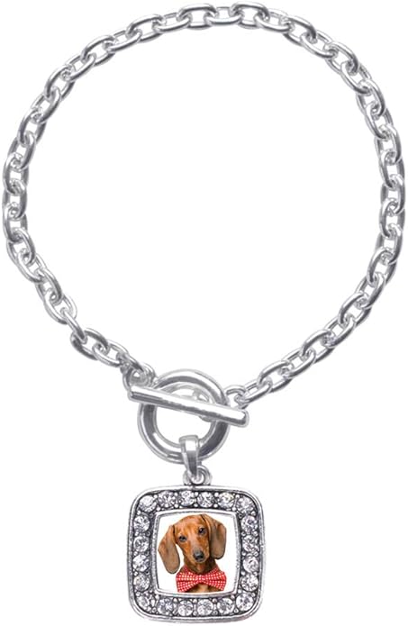 Inspired Silver - Silver Square Charm Toggle Bracelet with Cubic Zirconia Jewelry