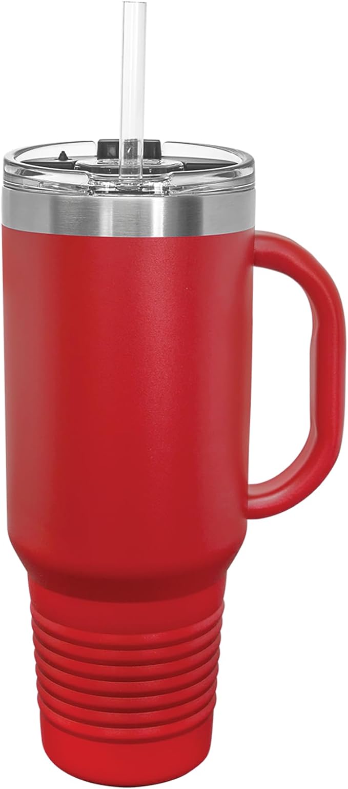LaserGram 40oz Vacuum Insulated Travel Mug with Handle, CNA Certified Nurse Assistant, Personalized Engraving Included (Red)