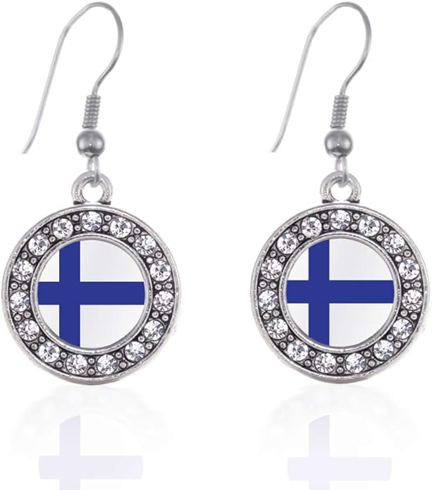 Inspired Silver - Silver Circle Charm French Hook Drop Earrings with Cubic Zirconia Jewelry