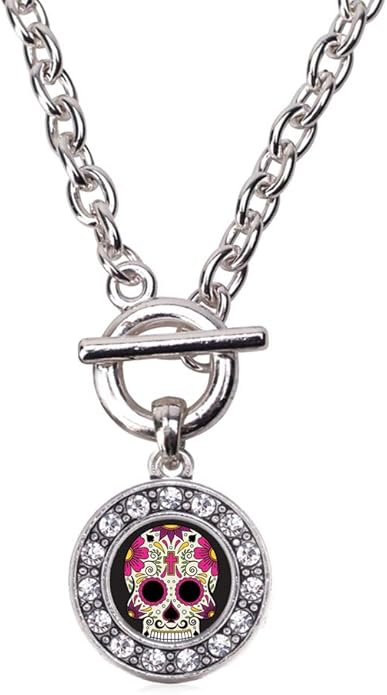Inspired Silver - Silver Circle Charm 18 Inch Necklace with Cubic Zirconia Jewelry