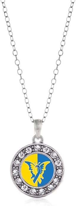 Inspired Silver - Silver Circle Charm 18 Inch Necklace with Cubic Zirconia Jewelry