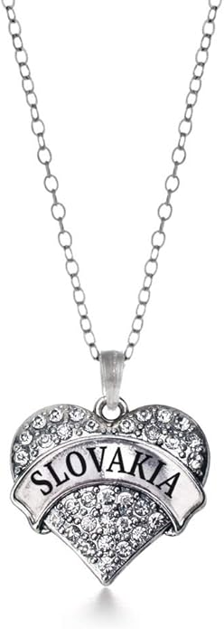 Inspired Silver - Silver Pave Heart Charm 18 Inch Necklace with Cubic Zirconia Jewelry