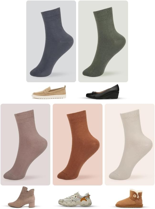 FGZ Women Thin Cotton Socks Soft Cozy Socks Cute Ankle Crew Socks 5 Pairs