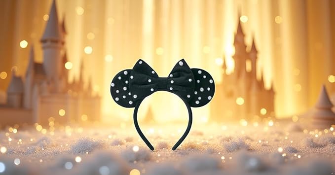 KARETT Sequins Mouse Ears Headband With Glitter Bow Princess Party Decorations For Girls Women