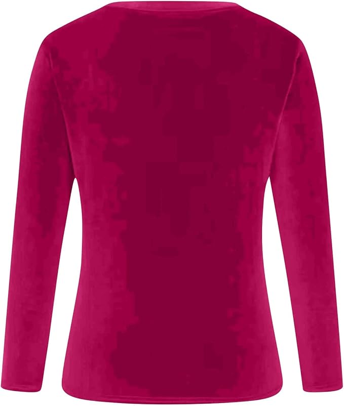 Velvet Tops for Women Dressy Casual V Neck Shirts Loose Fit Vintage Long Sleeve Velour Blouse Solid Holiday Party Outfits