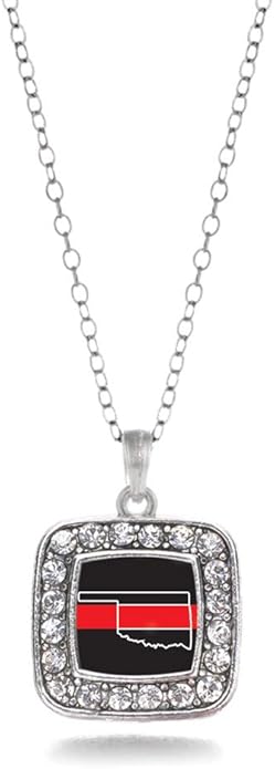 Inspired Silver - Silver Square Charm 18 Inch Necklace with Cubic Zirconia Jewelry