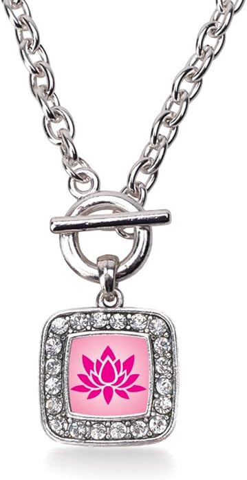 Inspired Silver - Silver Square Charm 18 Inch Necklace with Cubic Zirconia Jewelry