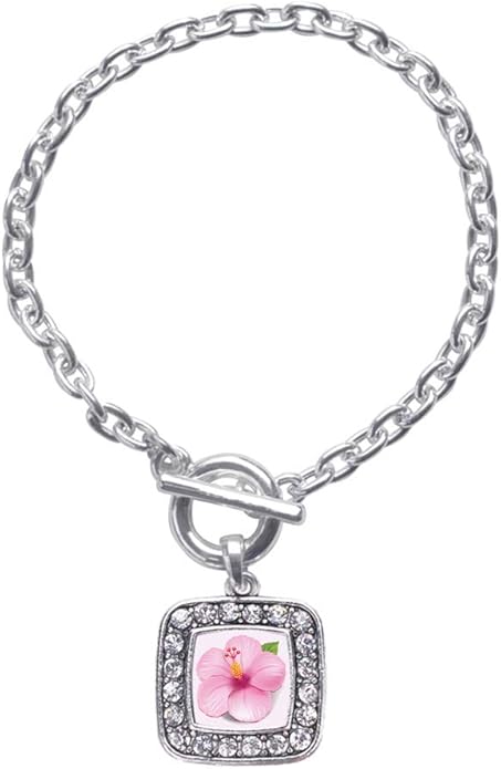 Inspired Silver - Silver Square Charm Toggle Bracelet with Cubic Zirconia Jewelry