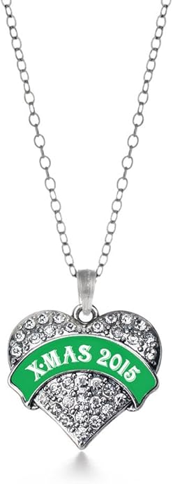 Inspired Silver - Silver Pave Heart Charm 18 Inch Necklace with Cubic Zirconia Jewelry