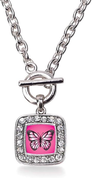 Inspired Silver - Silver Square Charm 18 Inch Necklace with Cubic Zirconia Jewelry