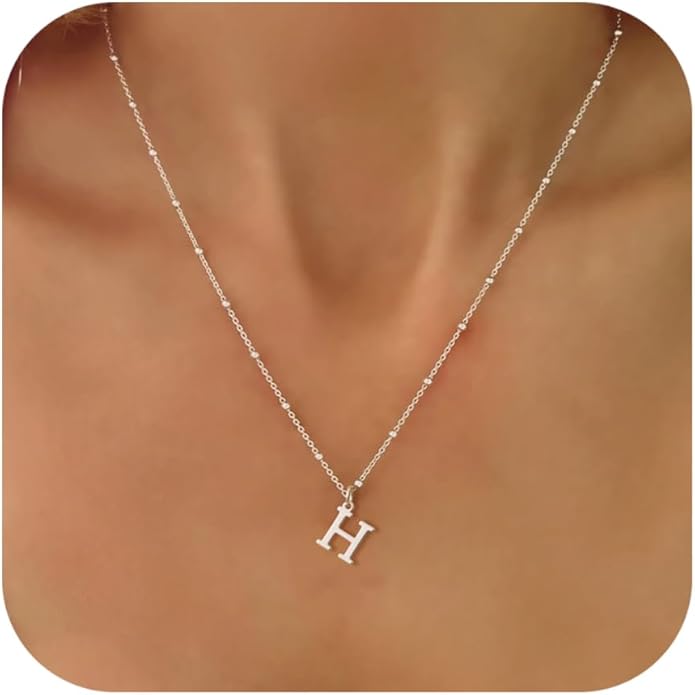 MDIEEL Initial Necklaces for Women Dainty 14k Gold Plated A-Z Letter Pendant Name Necklaces Cute Charm Choker Fashion Accessories Non Tarnish Trendy Jewelry Gift