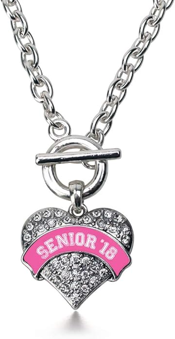 Inspired Silver - Silver Pave Heart Charm 18 Inch Necklace with Cubic Zirconia Jewelry