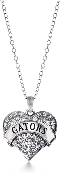 Inspired Silver - Silver Pave Heart Charm 18 Inch Necklace with Cubic Zirconia Jewelry