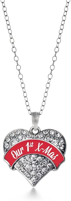 Inspired Silver - Silver Pave Heart Charm 18 Inch Necklace with Cubic Zirconia Jewelry