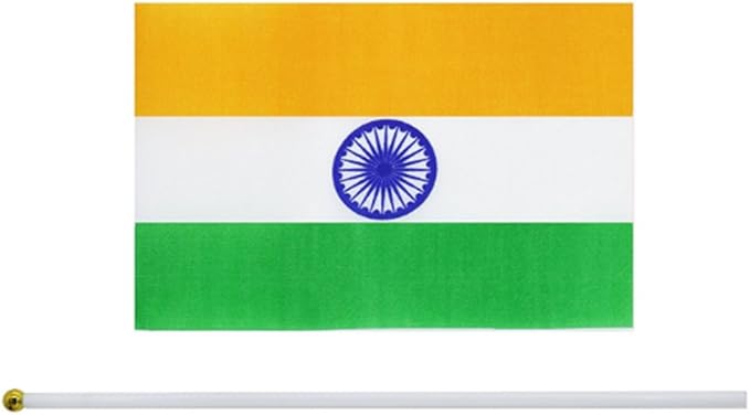 20 Pack Small India Flags on Stick Mini Handheld Indian Flag for Parades, Independence Day and Patriotic Events 5x8 Inch Durable Weather-Resistant Flags with 12 Inch Sticks(India)