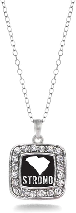 Inspired Silver - Silver Square Charm 18 Inch Necklace with Cubic Zirconia Jewelry